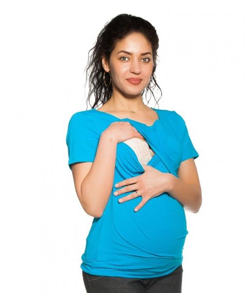 Těhotenské/kojicí triko Flamingo - tyrkysové - XS (32-34) - tyrkysové, vel. XL - XL (42)