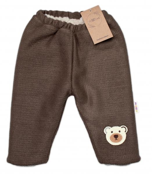 Oteplené pletené kalhoty Teddy Bear, dvouvrstvé - hnědé - 68-74 (6-9m)