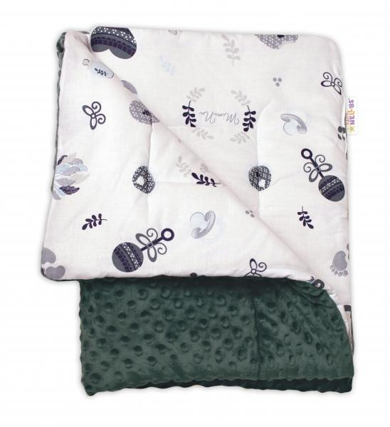 Oteplená bavlněná deka s Minky 100x75cm New Love Baby - zelená