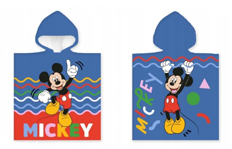 Dětské pončo s kapucí, bavlna 50x110 cm, Mickey Mouse Disney - modré