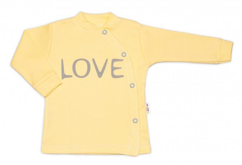 Bavlněná košilka Love zapínání bokem - žlutá, vel. - 62 - 62 (2-3m)