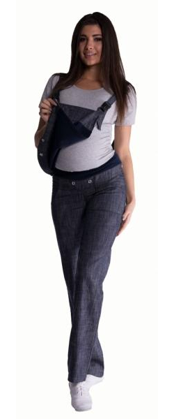 Těhotenské kalhoty s láclem - granátový - melírek, vel. XL - XL (42)