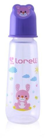 Kojenecká lahvička Lorelli 250 ML s víkem ve tvaru zvířete VIOLET