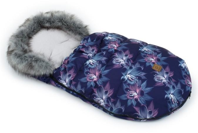 Zimní fusak Lux s kožešinkou, Květy Neon, 50 x 100cm - šedý