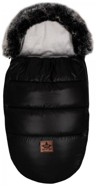 Zimní fusak FLUFFY s kožešinou + rukávník zdarma, 50 x 100cm, černý
