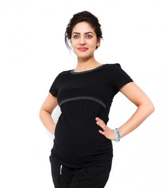 Těhotenské a kojící triko Aldona - černá - S (36)