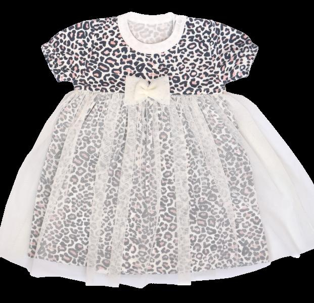 Sukničkobody s tylem, krátký rukáv Gepardík - bílé se - vzorem, vel. 86 - 86 (12-18m)
