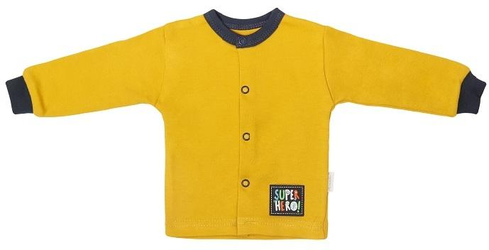 Novorozenecká bavlněná košilka, kabátek, Hero - hořčicová - 50 (0-1m)