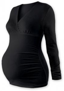 JOŽÁNEK Těhotenské triko/tunika dlouhý rukáv EVA - černé - L/XL