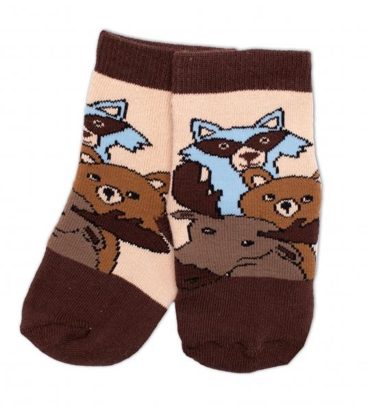 Dětské froté ponožky Zvířátka – béžovo/hnědé, vel. - béžovo/hnědé - 19-22