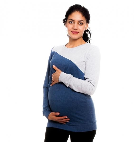 Těhotenské, kojící tričko Jaklyn - modro/šedé, vel. L - L (40) - modro/šedé, vel. M - M (38)