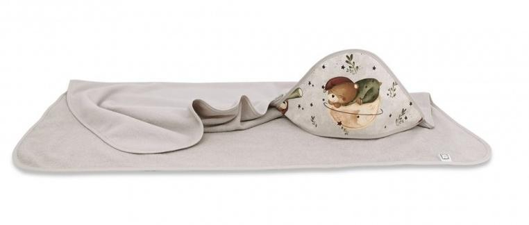 Dětská termoosuška s kapucí, 100 x 100 cm, Teddy and Moon - béžová