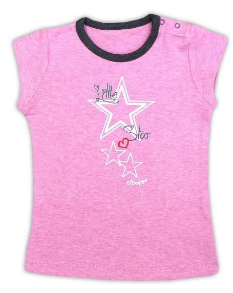 Bavlněné tričko SUPERSTAR - krátký rukáv - melír růžová, vel. 74 - 74 (6-9m)