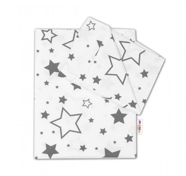 2-dílné bavlněné povlečení - Šedé hvězdy a hvězdičky - bílý - 120x90 - bílý, 135x100 cm - 135x100
