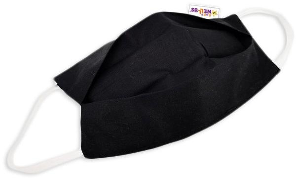 Bavlněná rouška, dvouvrstvá s kapsou na filtr na gumičku - černá
