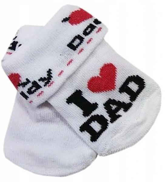 Kojenecké bavlněné ponožky I Love Dad, bílé s - potiskem, vel. 68/74 - 68-74 (6-9m)