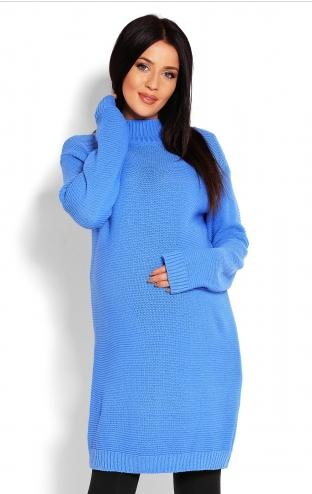 Těhotenský svetr, tunika - modrá - M/L