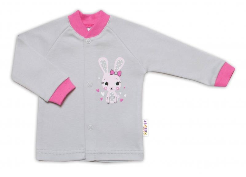 Bavlněná košilka Lovely Bunny- šedá/růžová - 50 (0-1m) - šedá/růžová, vel. 74 - 74 (6-9m)
