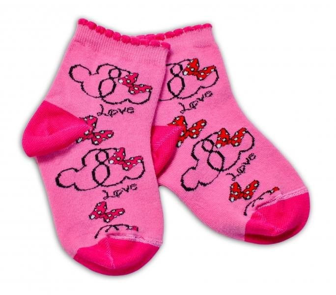 Bavlněné ponožky Minnie Love - tmavě růžové, vel. - růžové - 92-98 (18-36m)