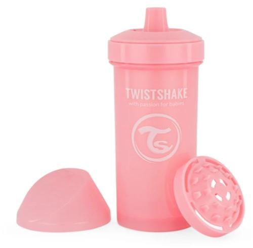 Láhev pro děti Twistshake se sítkem, 12 m+, 360 ml, růžová