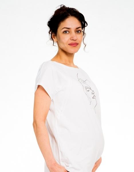 Těhotenské/kojicí triko, halenka, FACES - bílé, vel. XL - XL (42)