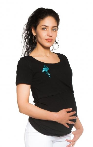 Těhotenské/kojicí triko Flamingo - černé, vel. XL - XL (42)