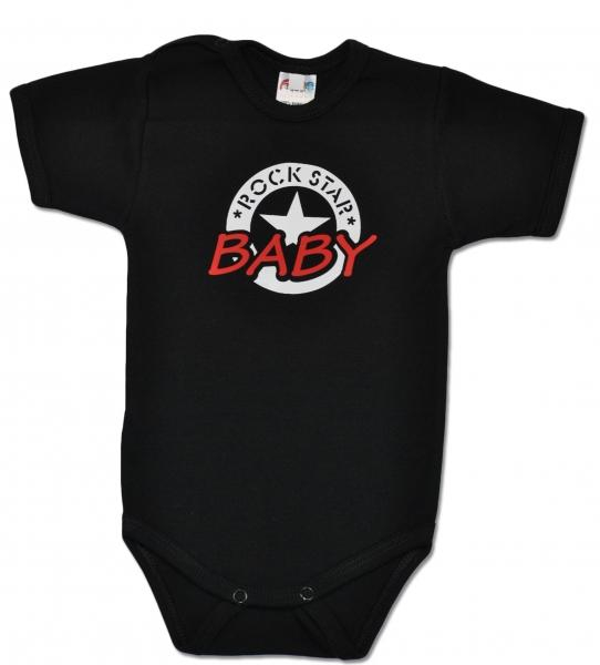 Baby Body ROCK STAR BABY krátký rukáv - černé, vel. 80 - 80 (9-12m)