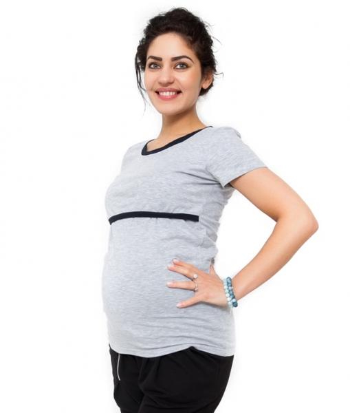 Těhotenské a kojící triko Aldona - světle šedá - XL (42)