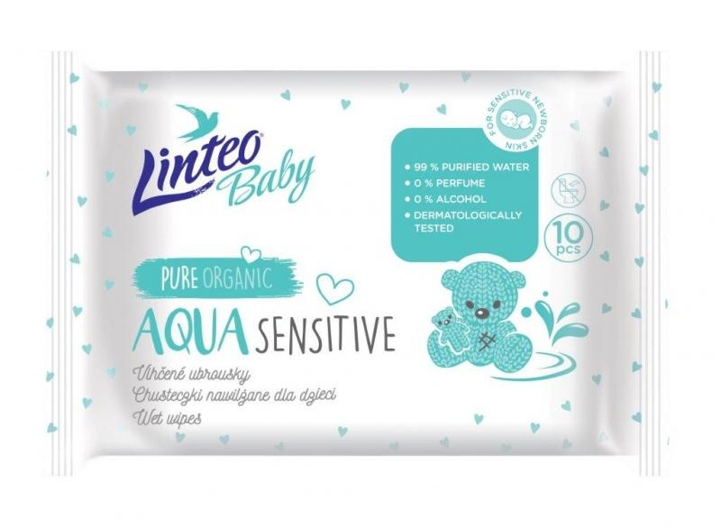 Vlhčené ubrousky LINTEO BABY Aqua sensitive, 10 ks v balení
