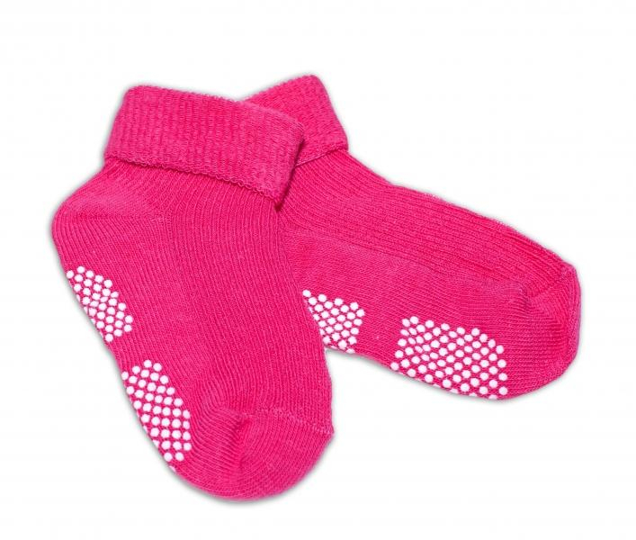 Kojenecké ponožky Risocks protiskluzové - tm. růžové, 12-24 m - 80-92 (12-24m)