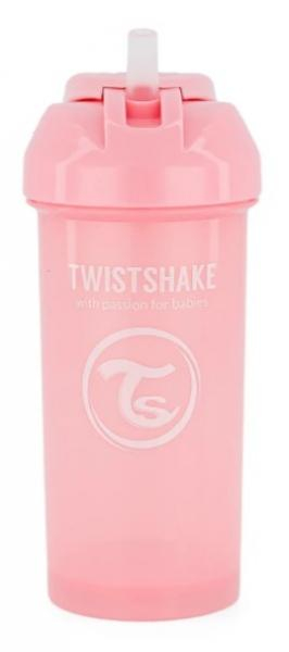 Láhev s brčkem Twistshake - 6m+, 360 ml, růžová