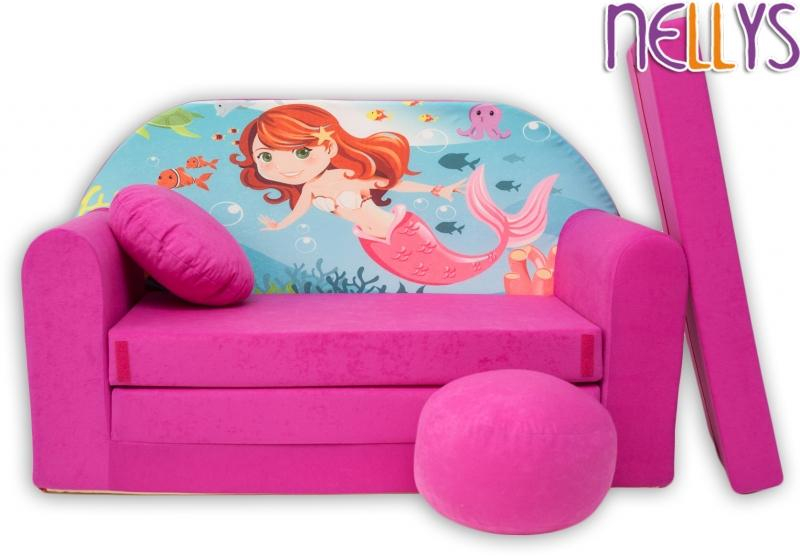 Rozkládací dětská pohovka XL Nellys, 37R - Mořská víla v růžové