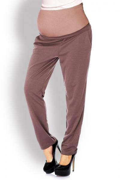 Těhotenské kalhoty/tepláky s vysokým pásem - cappuccino - S/M - cappuccino, vel. L/XL - L/XL