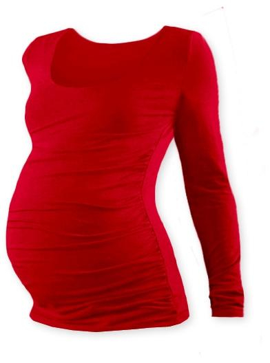 JOŽÁNEK Těhotenské triko Johanka s dlouhým rukávem - červená - S/M - červená, M/L - M/L