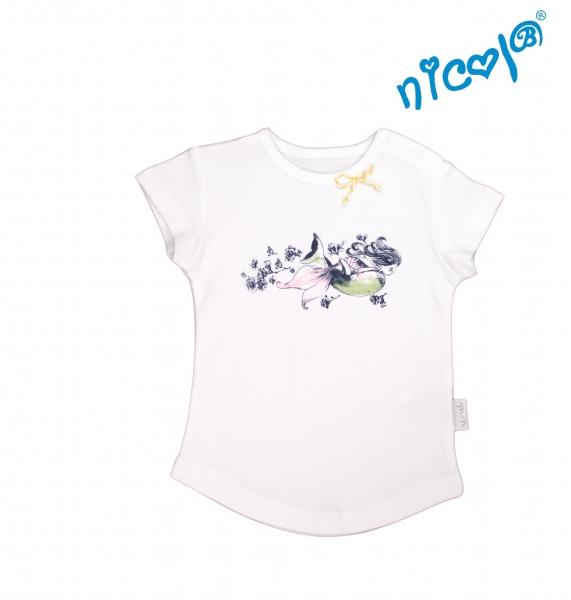 Kojenecké bavlněné tričko Mořská víla - krátký rukáv, bílé, vel. - 68 - 68 (3-6m)