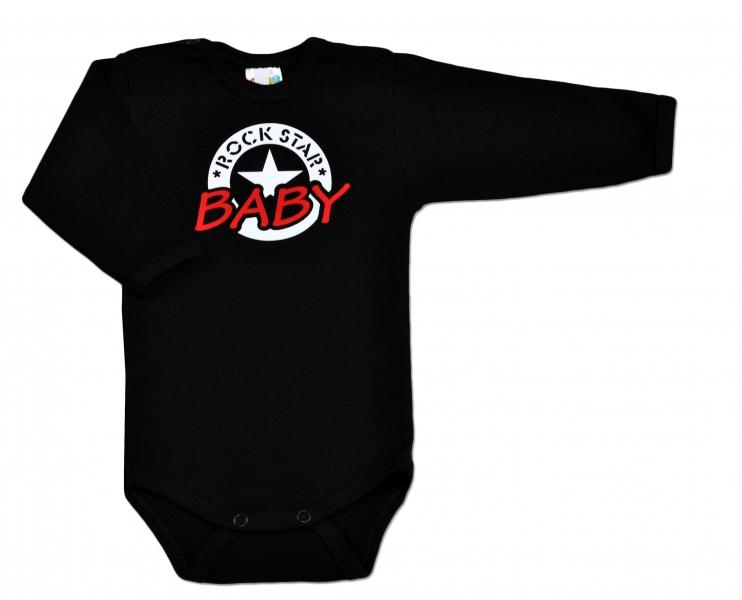 Baby Body ROCK STAR BABY dlouhý rukáv - černé - 62 (2-3m)