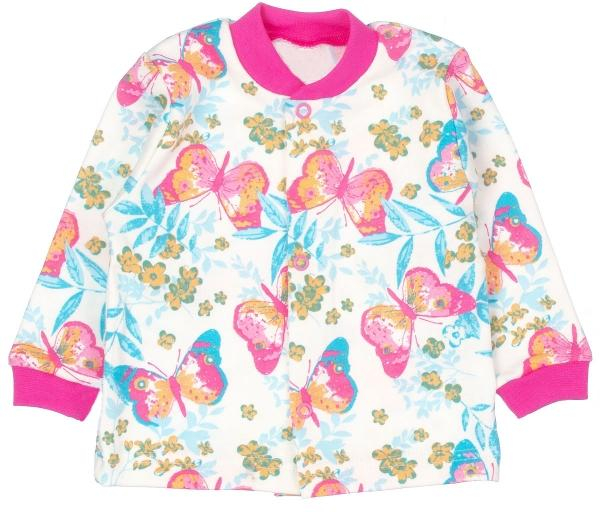 Novozenecká bavlněná košilka, kabátek Motýlci - růžová, vel. - růžová - 56 (1-2m)