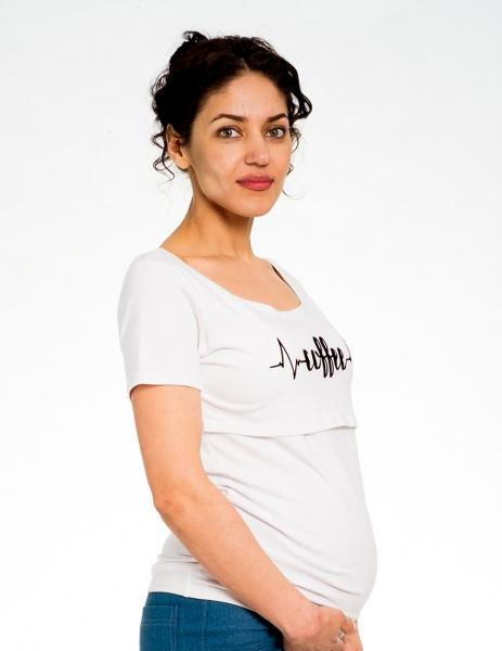 Těhotenské/kojicí triko kr. rukáv, Coffee - bílé - XS (32-34) - bílé, vel. XL - XL (42)