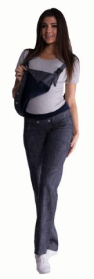 Těhotenské kalhoty s láclem - granátový - melírek, vel. XL - XL (42)