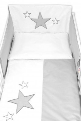 Mantinel s povlečením Baby Stars - šedý - 120x90