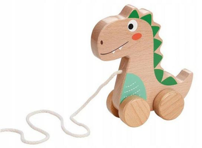 Lenin Edukační dřevěná hračka 15 cm tahací - Dinosaurus