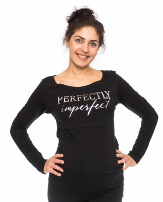 Těhotenské, kojící triko Perfektly - černé, vel. S - S (36)