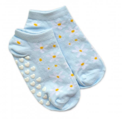 Dětské ponožky s ABS - Květinky, vel. 31/34 - sv. modré - 31-34