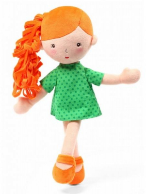 Látková panenka Hannah - oranžová/zelená