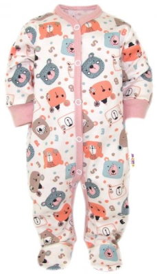 Kojenecký overálek, pyžamo, bavlna, Space Bear, - pastel - pudrová, vel. 62 - 62 (2-3m)