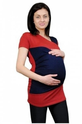 Těhotenská tunika s asymetrickým výstřihem - cihlová - UNI