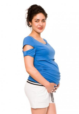 Těhotenské teplákové kraťasy Monika - bílé - XS (32-34)