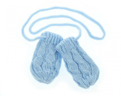 Zimní pletené kojenecké rukavičky se vzorem - sv. modré, - 56-68 (0-6 m)