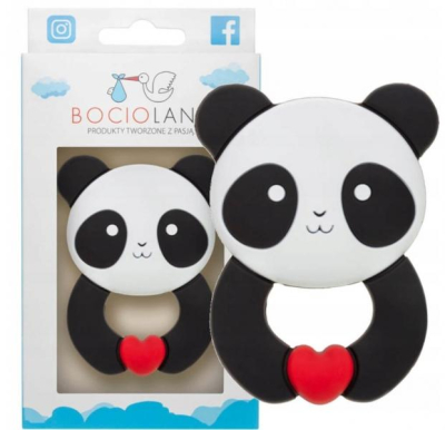 Silikonové kousátko BocioLand - Panda, bílo/černé