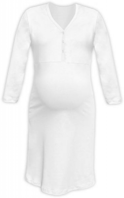 JOŽÁNEK Těhotenská, kojící noční košile PAVLA 3/4 - bílá - L/XL
